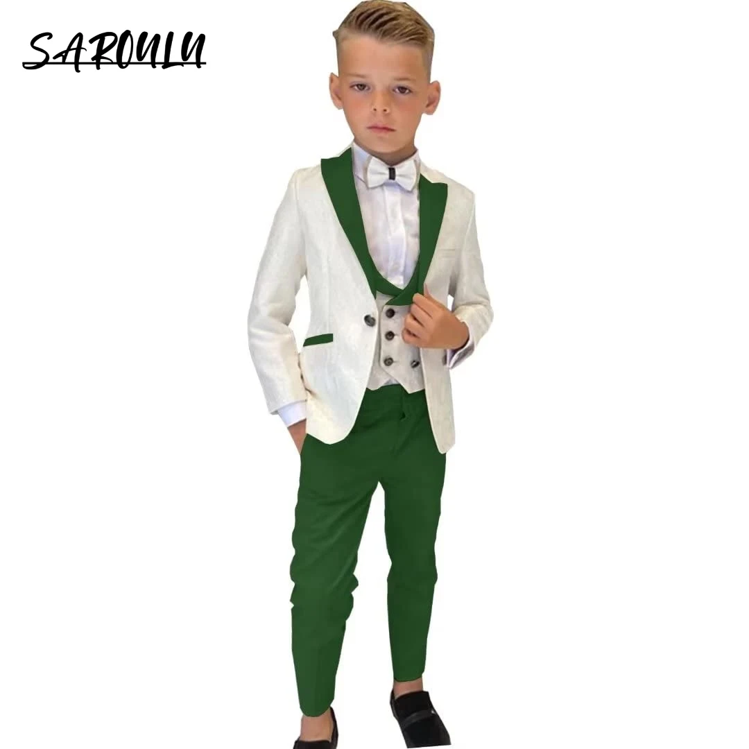 Top Trends: Paisley Boys Slim Fit 3-Piece Suit Set Wedding Party Ring Boy Tuxedo Formal Blazer Vest Pants Kids Outfit 2-18 Years Shoppable Styles