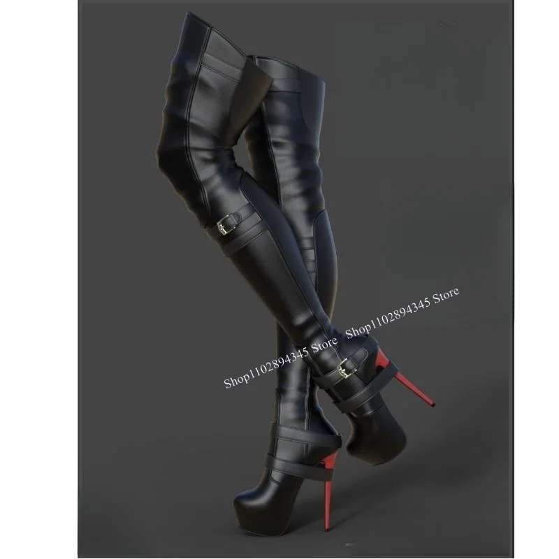 Top Trends: Black Over Knee High Platform Boots Thin High Heel Fashion Sexy Novel 2023 Summer Casual Big Size Woman Shoes Zapatillas Mujer Shoppable Styles