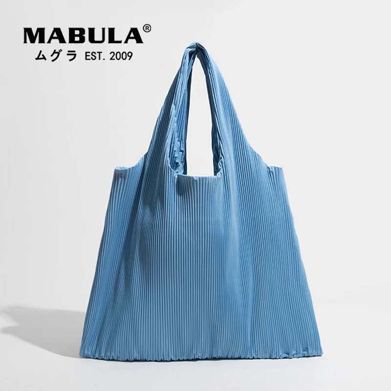 Top Trends: MABULA Large Capacity Pleated Tote Shopping Handbag Ruched Design Reusable Work Shoulder Bag Portable Women Summer Beach Purse Shoppable Styles