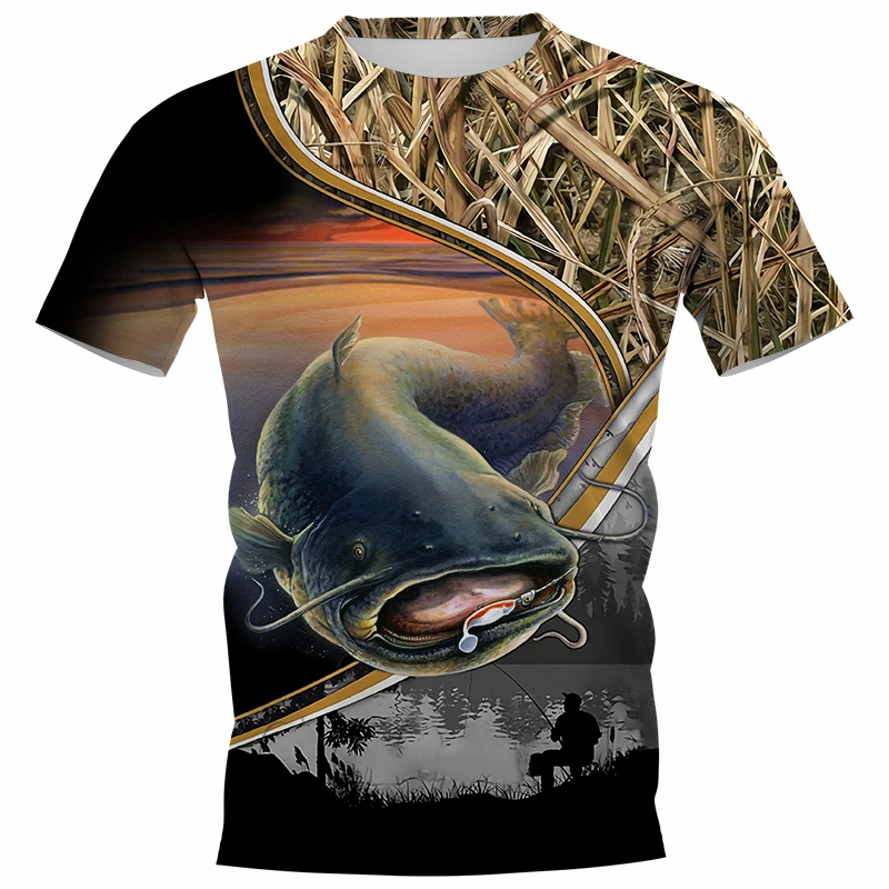 Top Trends: Summer Fashion Carp Fishing Pattern Full Print Men's And Women's 3D Catfish Print T-shirt Short Sleeve Casual Top Youth Polyeste Shoppable Styles