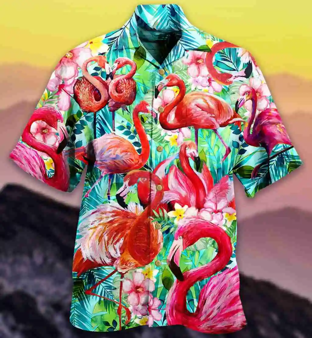 Top Trends: Men's Hawaii Summer Flamingo Casual Shirt 3D Beach Social Cartoon Super Large Funny Short Sleeve Dazn New List Sale Floral Shoppable Styles