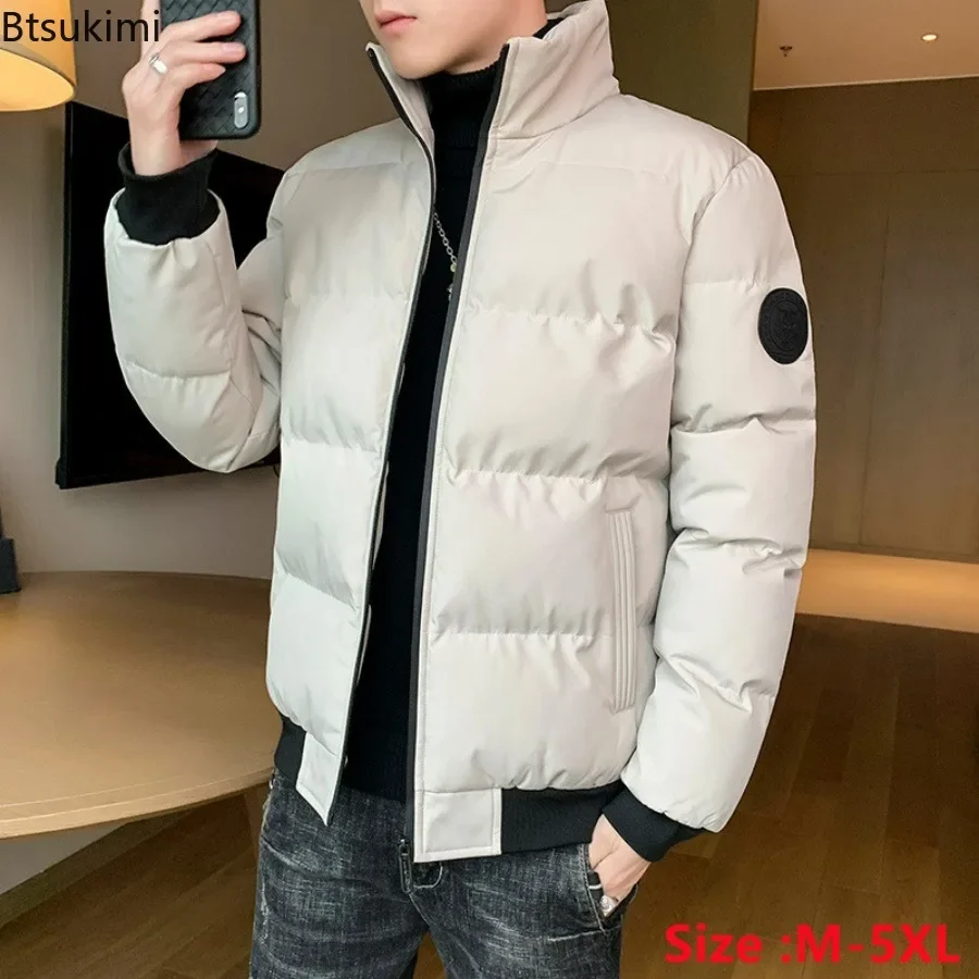 Top Trends: 2024 Men&#039;s Thick Warm Parkas Autumn Winter Solid Cotton Jacket Coat Stand Collar Thicken Short Parkas Men Winter Coat Parkas 5XL Shoppable Styles