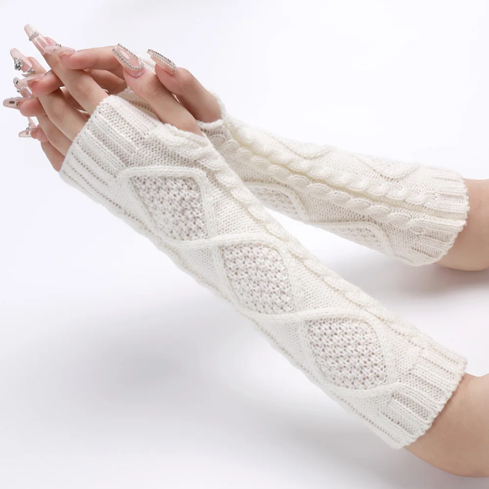 Top Trends: Winter Women Fingerless Gloves Warmer Knitted Arm Sleeve Fine Casual Soft Girls Goth Clothes Punk Gothic Half Finger Gloves Shoppable Styles