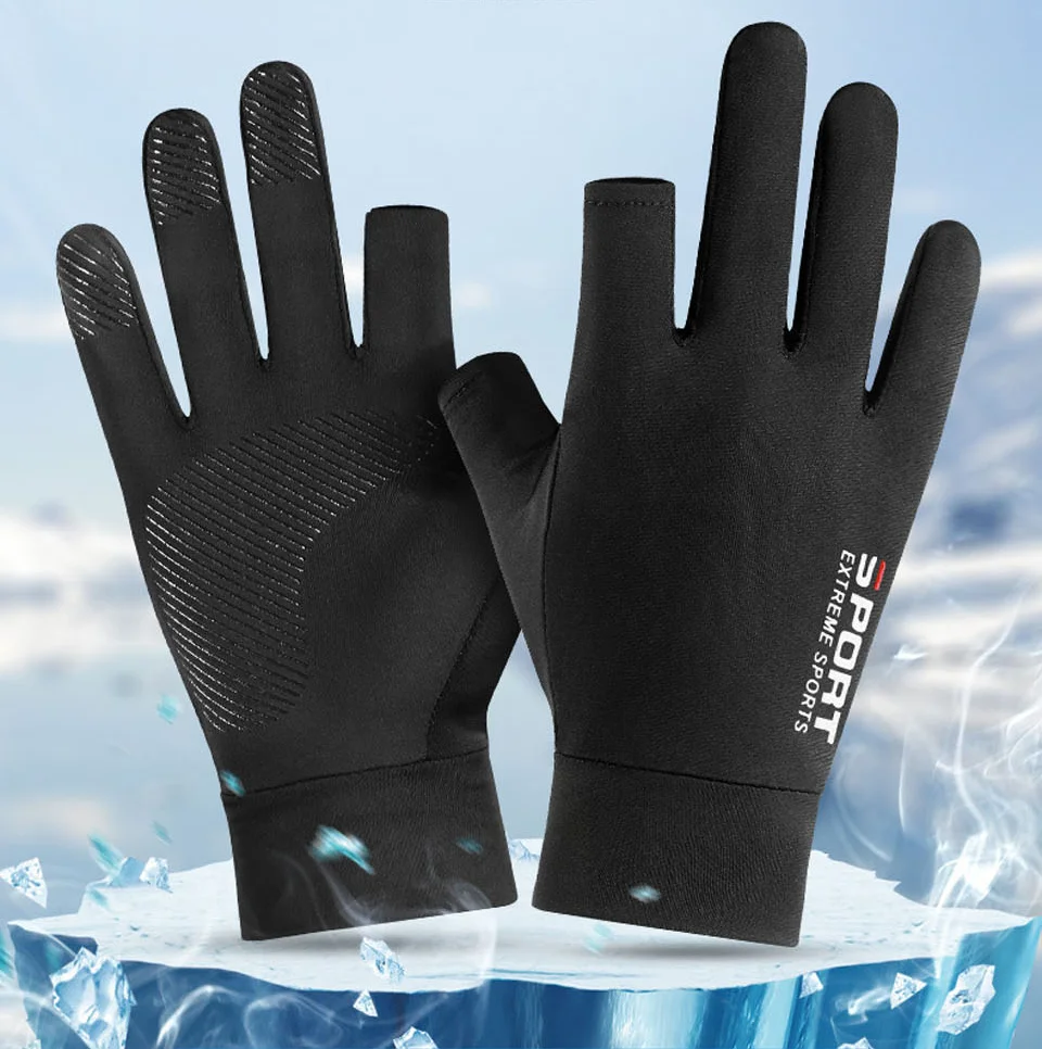 Top Trends: Summer Gloves Men Ice Silk Sun Proction Driving Glove Fishing Gloves Breathable Anti-slip Half Finger Glove Cycling Hiking Glove Shoppable Styles