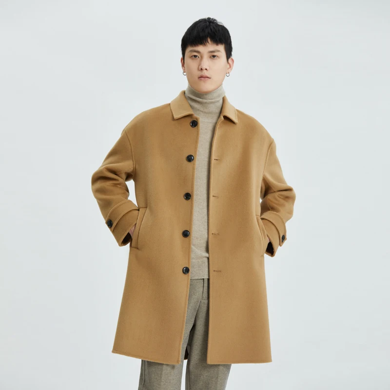 Top Trends: Jueqi Men's Korean-style Cashmere Coat, Medium Length Double-faced Wool Coat, 100% Pure Wool Camel-colored Coat, MR-3024 Shoppable Styles