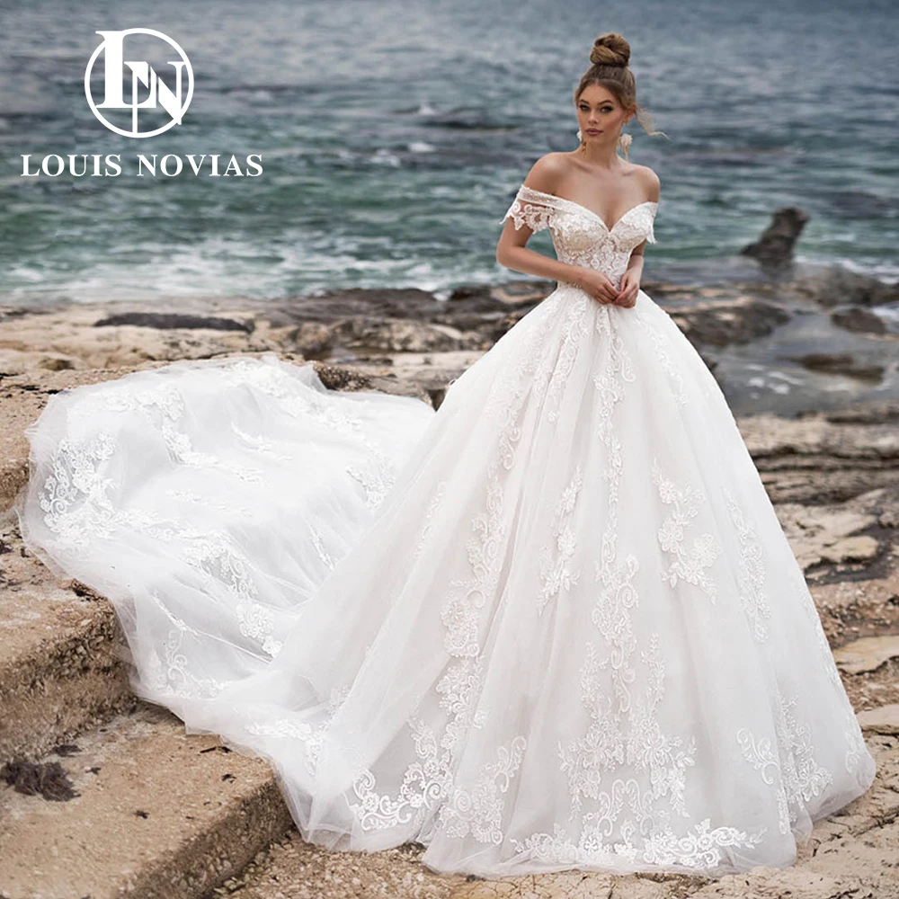 Top Trends: LOUIS NOVIAS Ball Gown Wedding Dress 2024 Romantic Off Shoulder Bride Dresses Princess Backless Long Train Vestidos De Novia Shoppable Styles