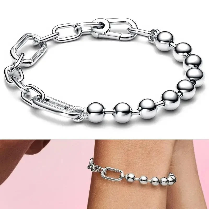 Top Trends: 2023 New Women's ME Series Bicolor Heart Shaped Bead Chain Logo Bracelet Suitable For Original Charm DIY Fashion Jewelry Gifts Shoppable Styles - Image 5