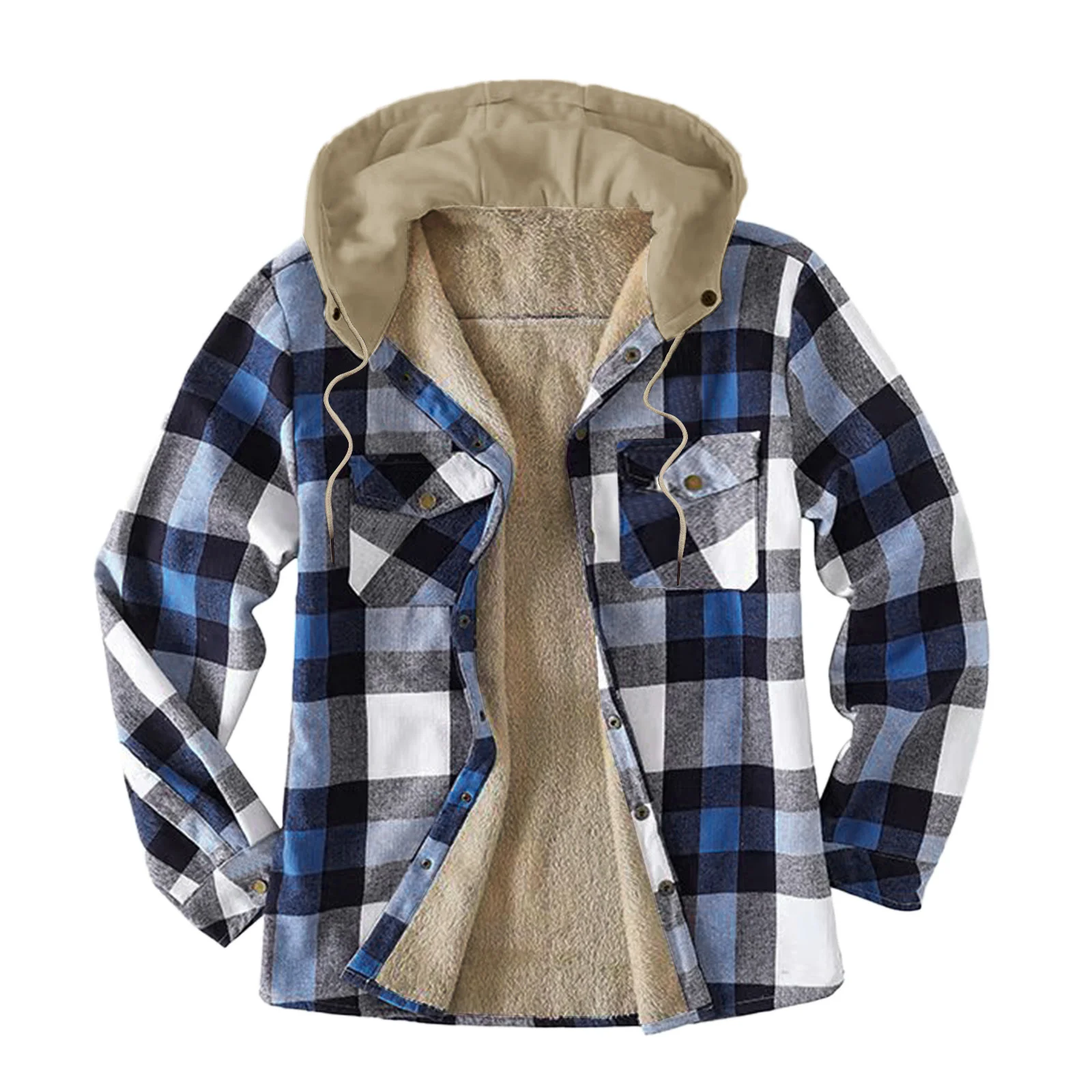 Top Trends: Casual Hooded Plaid Shirts For Men Winter Thick Velvet Lined Flannel Shirt Jacket Camisas De Hombre Shoppable Styles