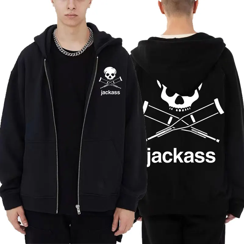 Top Trends: Jackass Logo Graphic Printed Black Zip Hoodie Classic Vintage Sweatshirt Coat Men Women Oversized Casual Loose Cardigan Hoodies Shoppable Styles