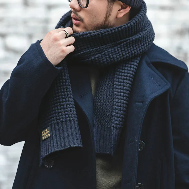 Top Trends: Maden Knitted Winter Scarf Men Striped Cotton Scarf Male Brand Shawl Wrap Knit Cashmere Bufandas Long Scarves Shoppable Styles