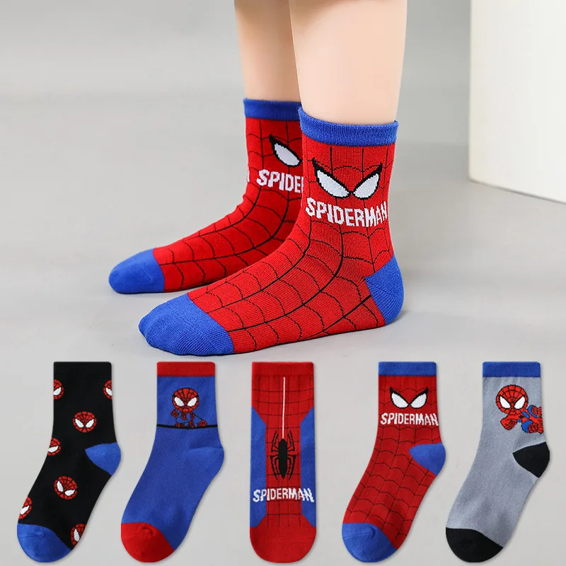 Top Trends: 5Pairs Disney Baby Socks Spiderman Cartoon Anime Cotton Boys Tube Socks Children Autumn Winter Socks Children Socks Size 0-12 Y Shoppable Styles