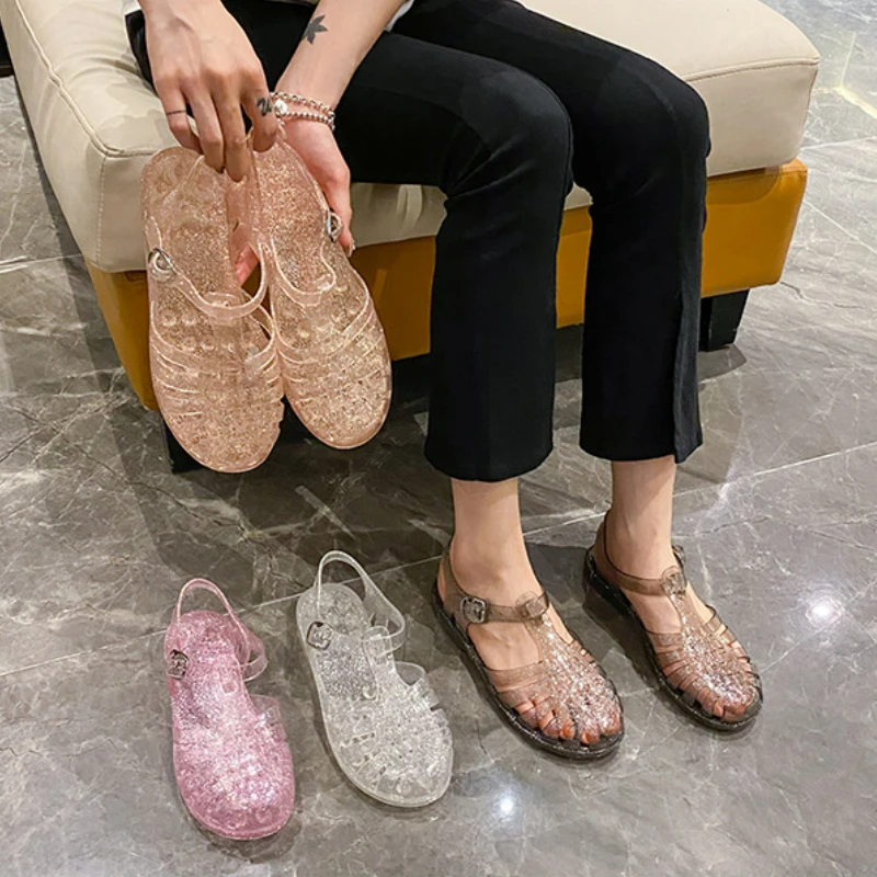 Top Trends: Plastic Sandals Women Summer Shoes Promotion Ladies Casual Flat Hollow Jelly Sandal Beach Shoes Sandalias De Mujer Shoppable Styles - Image 6