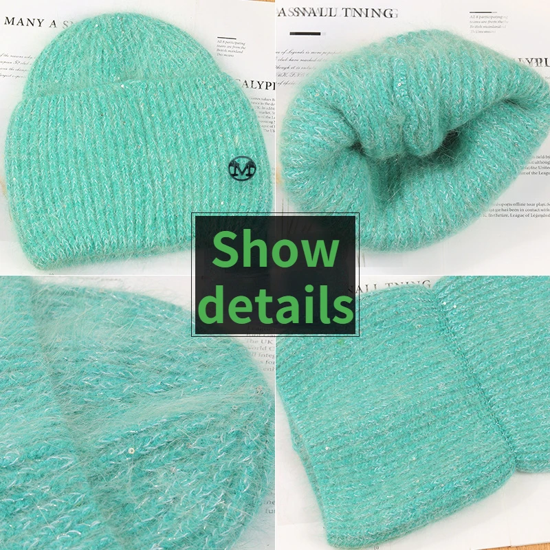 Top Trends: 2022 Ins Solid Shiny Color Beanies Skullies Rabbit Fur Letter Woman Fluffy Winter Hat For Best Matched Warm Soft Gift Wholesale Shoppable Styles - Image 3