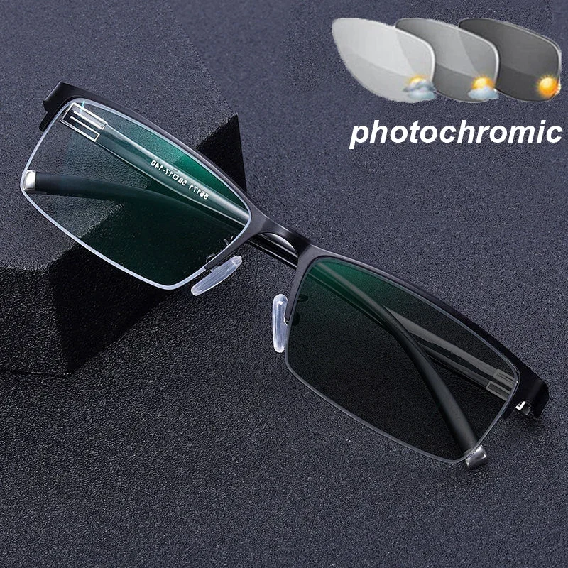 Top Trends: Photochromic Half Frame Myopia Glasses Luxury Metal Business Nearsighted Eyeglasses Retro Finished Optical Minus Eyewear Diopter Shoppable Styles