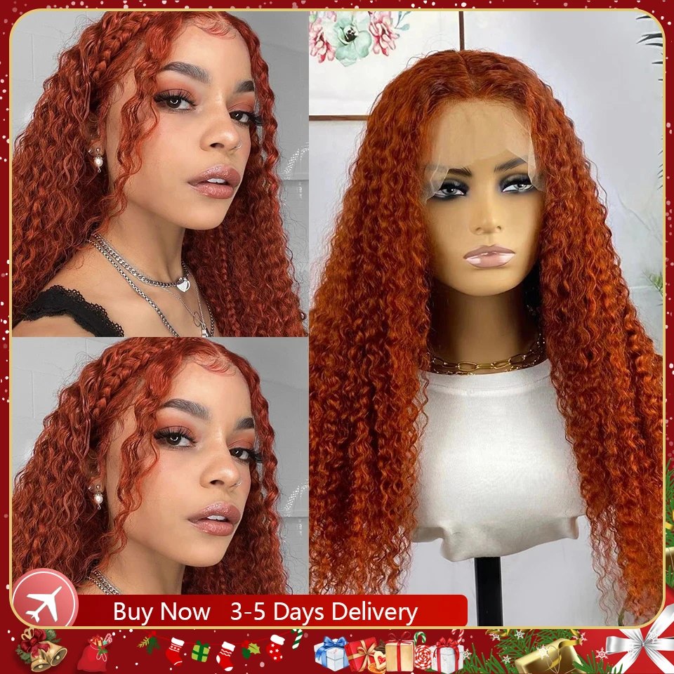 Top Trends: Ginger Curly Lace Front Wig Brazilian Glueless HD Lace Frontal Wig Preplucked Ginger Orange Curly Human Hair Lace Wigs For Women Shoppable Styles