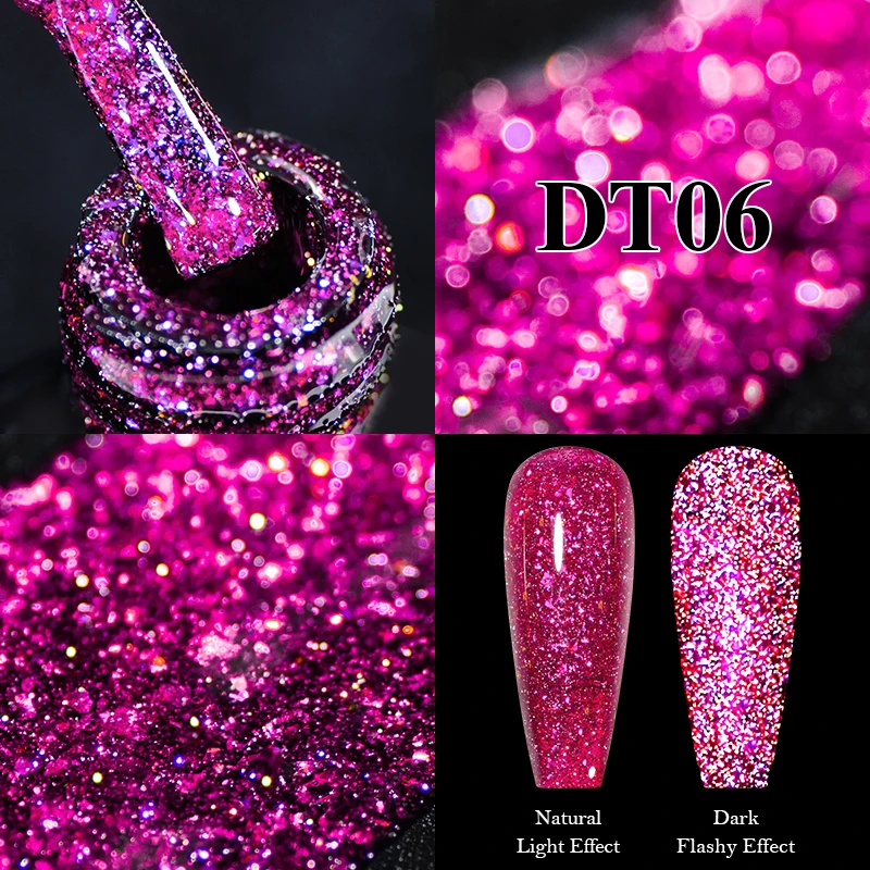 Top Trends: MEET ACROSS 7ml Reflective Glitter Gel Nail Polish Sparkling Flash Effect Gel Nail Art Sequins Liquid Semi Permanent Color Gel Shoppable Styles