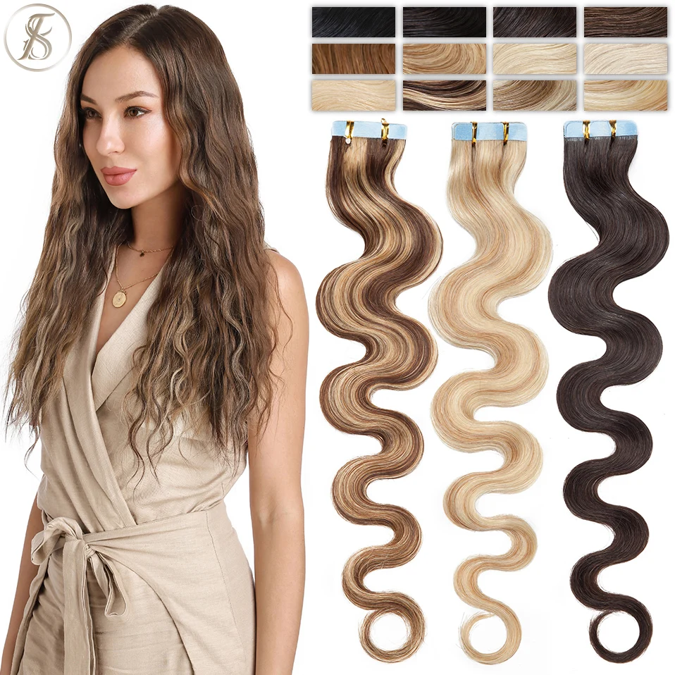 Top Trends: Tess Wavy Tape In Hair Extension Human Hair 2.5g / pc Natural Hair Extensions Adhesive Skin Weft Double Sides Seamless Invisible Shoppable Styles