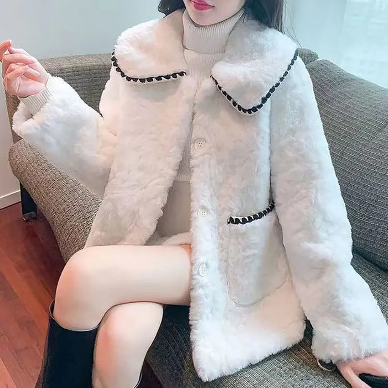 Top Trends: New Fashion Autumn And Winter Small Short Doll Neck Lamb Plush Coat For Women's Sweet And Versatile High Quality Shoppable Styles