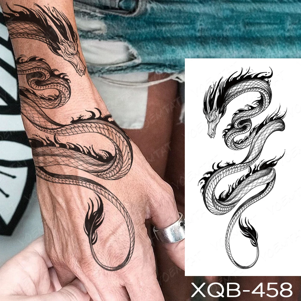 Top Trends: Waterproof Temporary Tattoo Sticker Sexy Japanese Black Dragon Snake Back Arm Sleeve Flash Tatoo Women Men Body Art Fake Tattoos Shoppable Styles