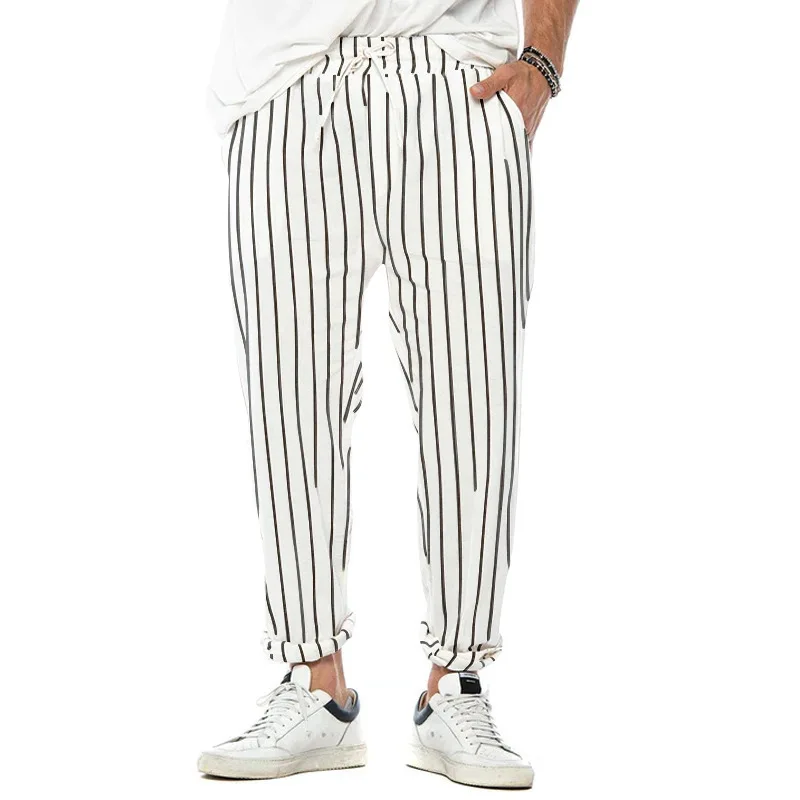 Top Trends: Fashion Men Striped Pants Male New Long Pencil Joggers Pants Casual Trousers Drawstring Side Stripe Slacks 2023 New Shoppable Styles