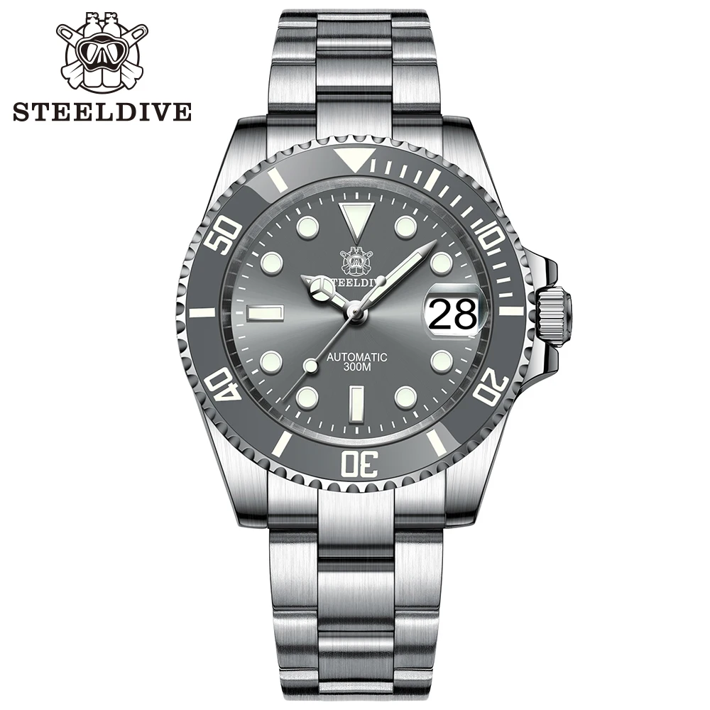 Top Trends: STEELDIVE SD1953 Gray Dial Stainless Steel NH35 Watch Gray Ceramic Bezel 41mm Sapphire Glass 300M Men Dive Watches Reloj Hombre Shoppable Styles