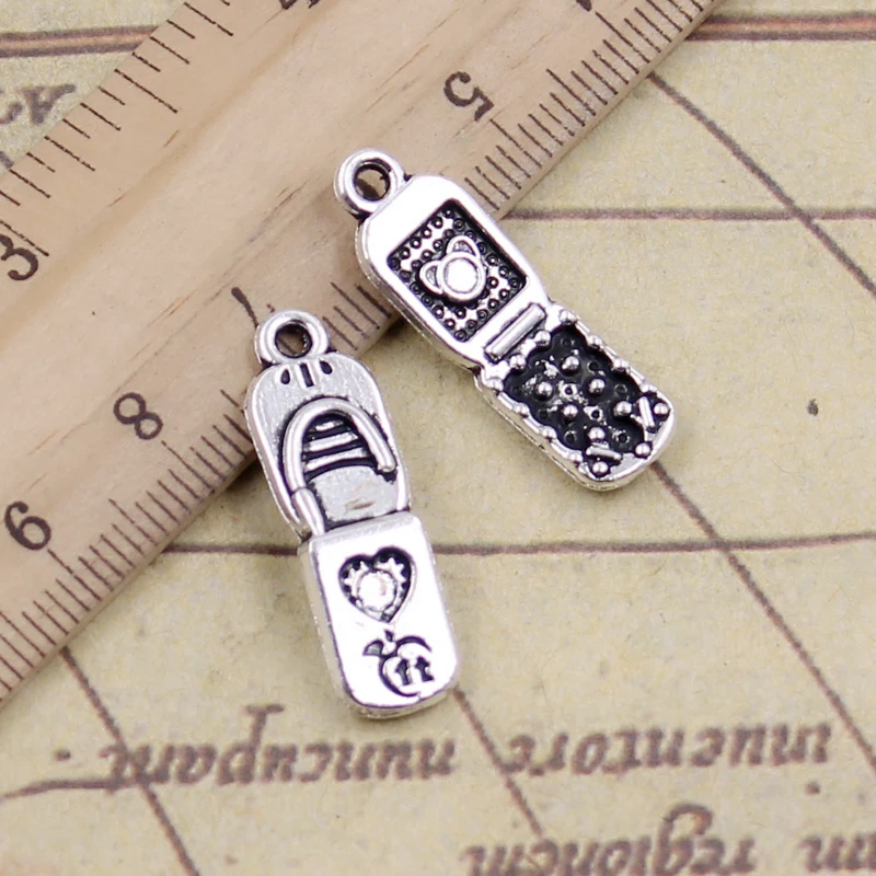 Top Trends: 10pcs Charms Mobile Phone 27x8mm Tibetan Silver Color Pendants Antique Jewelry Making DIY Handmade Craft Shoppable Styles