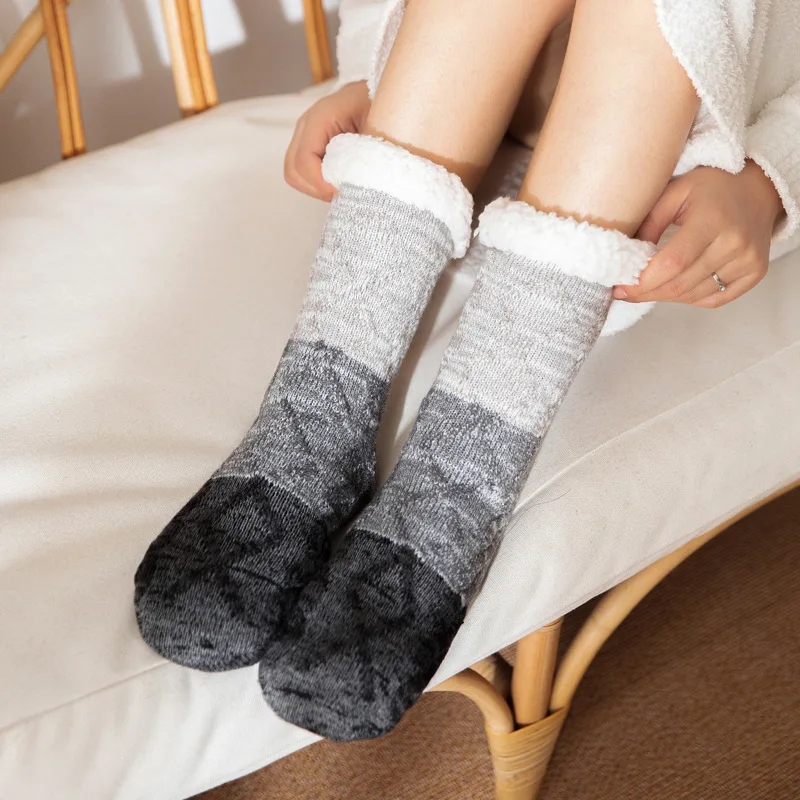 Top Trends: Fluffy Sock Women Thermal Fuzzy Winter Warm Sleeping Soft Female Plush Non Slip Grip Comfy Short Slipper Floor Sock House Home Shoppable Styles