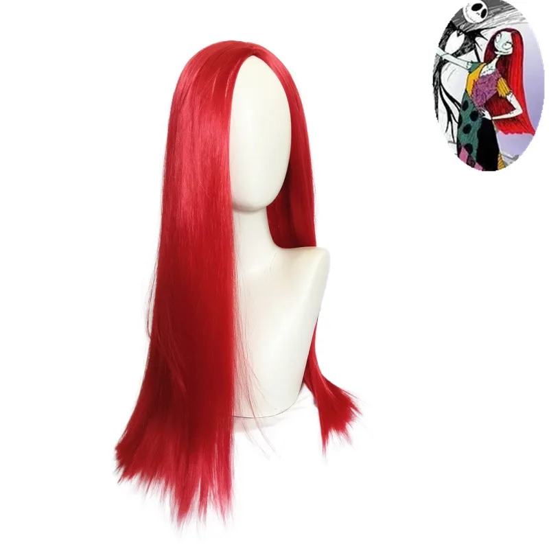 Top Trends: Halloween Horror Night Anime Wig Sally Cosplay Wigs Red Medium Long Straight Hair + Free Wig Cap For Female Shoppable Styles