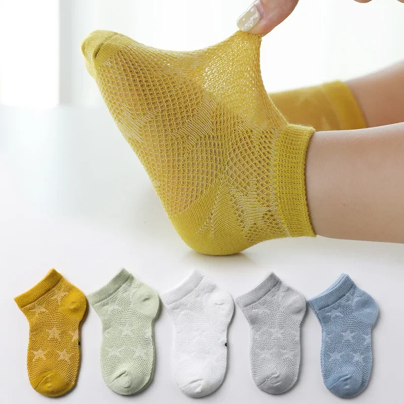 Top Trends: 5 Pairs / lot 0-12Y Children Ultrathin Mesh Socks Baby Boys Girls Summer Cute Cotton Breathable Thin Soft Boat Socks Kids Socks Shoppable Styles