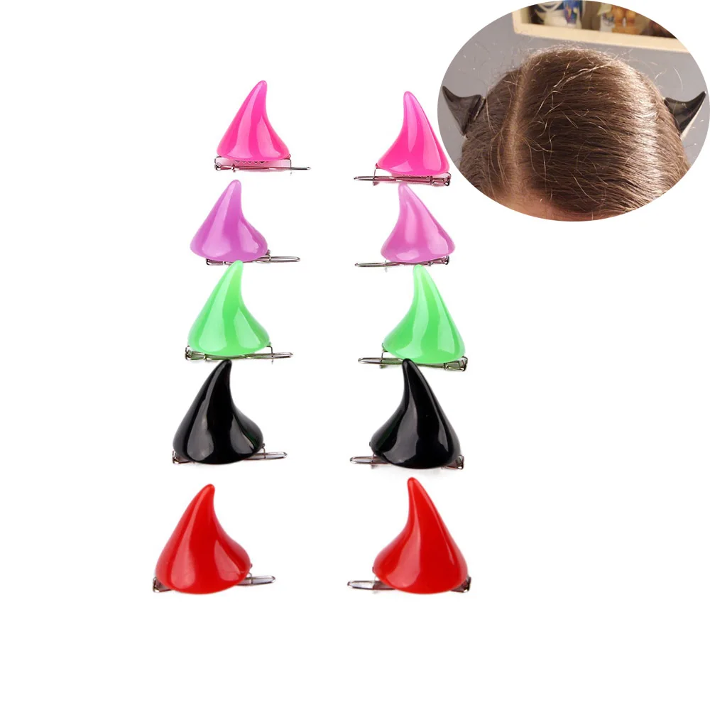 Top Trends: 1 Pair Small Demon OX Horn Hairpins Gothic Party Cosplay Costume Pin Hairpins Costume Horn Halloween Cute Hair Accessories Clip Shoppable Styles