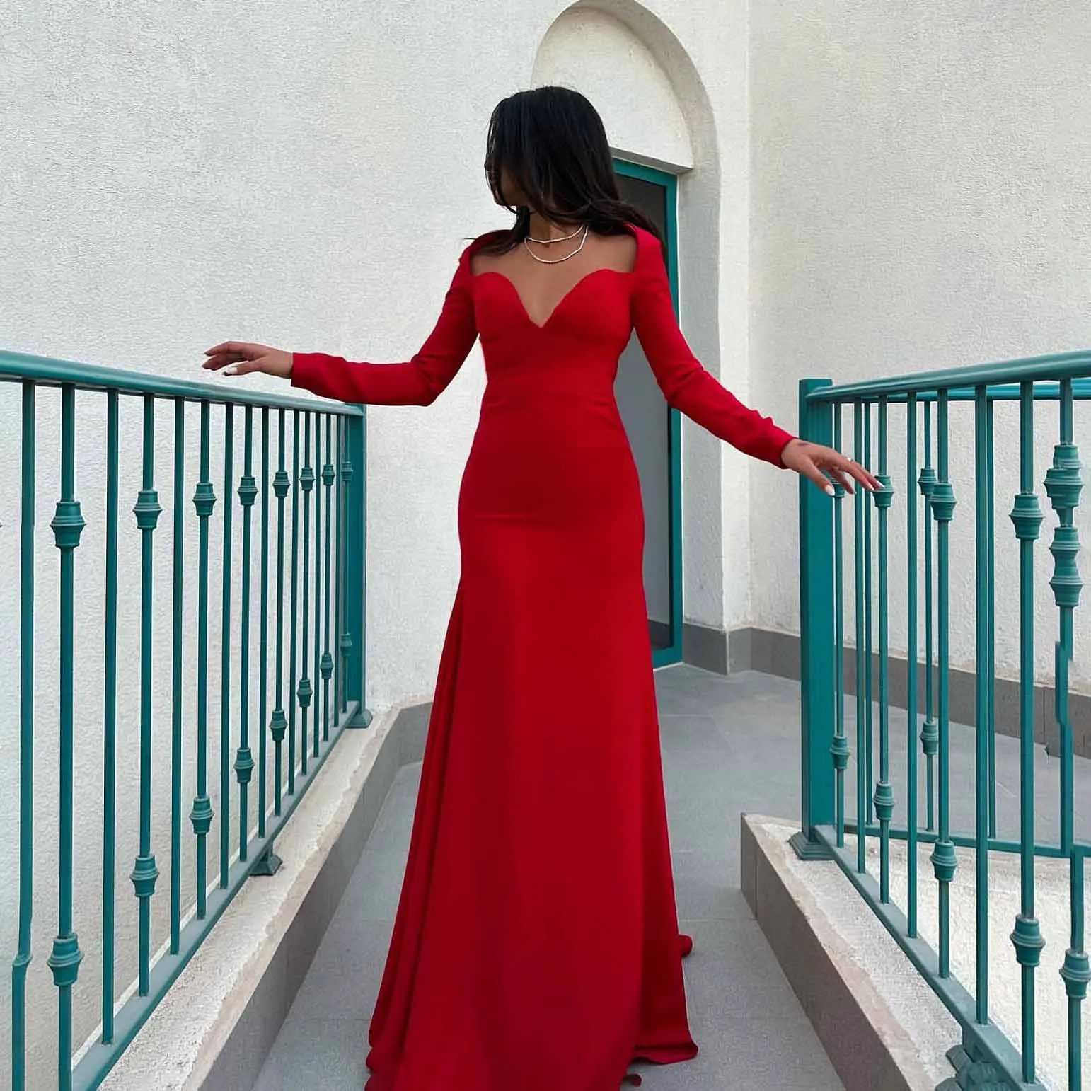 Top Trends: OEING Sweetheart Luxury Formal Evening Dresses Sheath Long Sleeves فساتين سهرة Floor Length Elegant Prom Growns Party Women Shoppable Styles