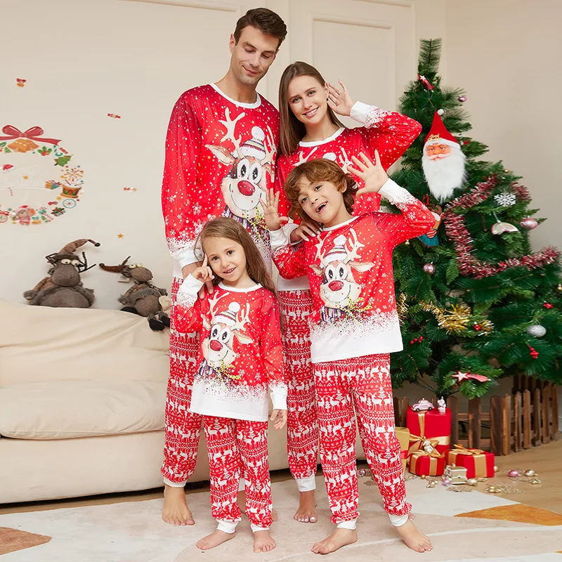 Top Trends: Christmas Pajama Set Family Matching Nightwear Couples Daughter Daddy Son Mother Kids Reindeer Printed Long Sleeved Xmas Clothes Shoppable Styles