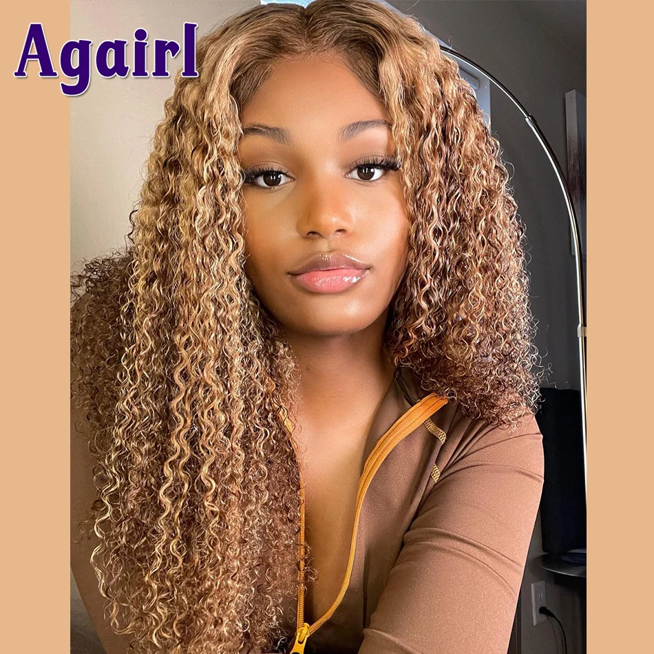 Top Trends: Highlight Blonde Jerry Curly Lace Front Human Hair Wigs Honey Blonde Colored 13X6 Full Lace Frontal Wigs Pre Plucked For Women Shoppable Styles