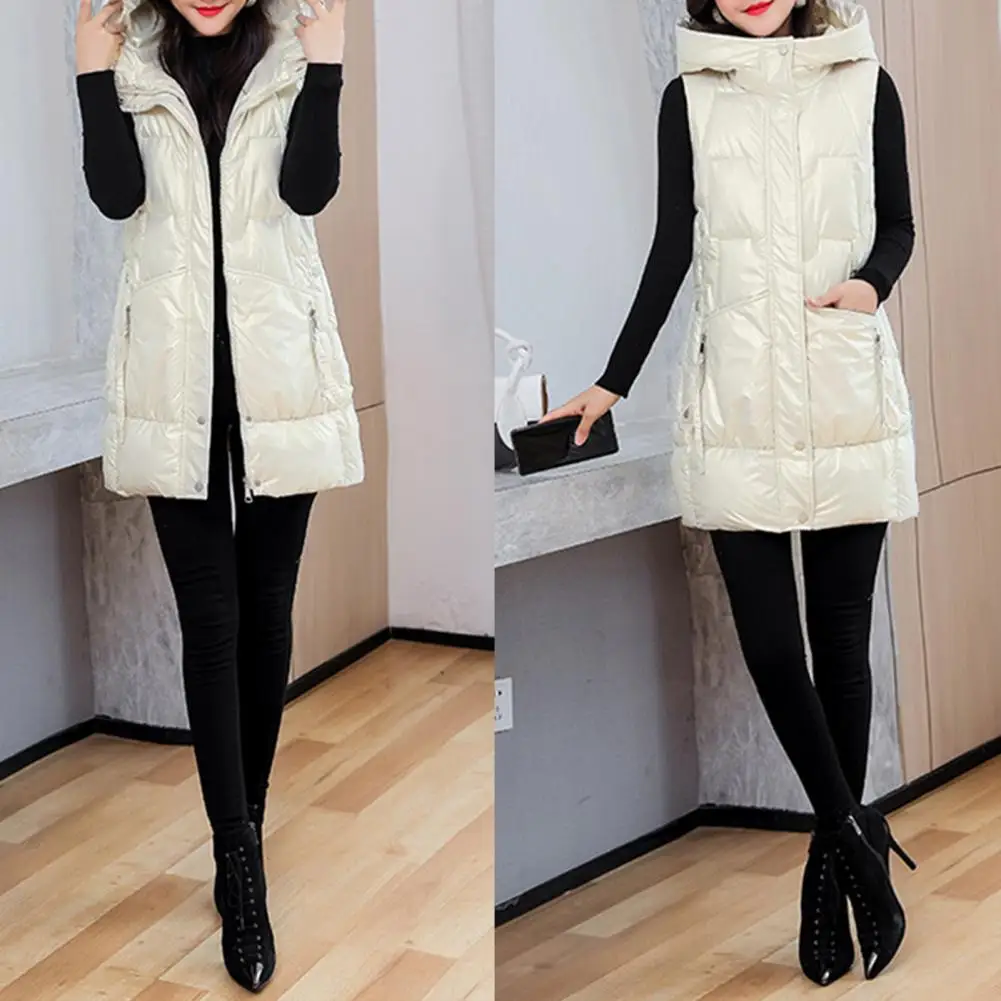 Top Trends: Puffer Vest Chic Plus Size Pockets Women Warm Sleeveless Long Type Hooded Jacket Streetwear Down Waistcoat Winter Waistcoat Shoppable Styles