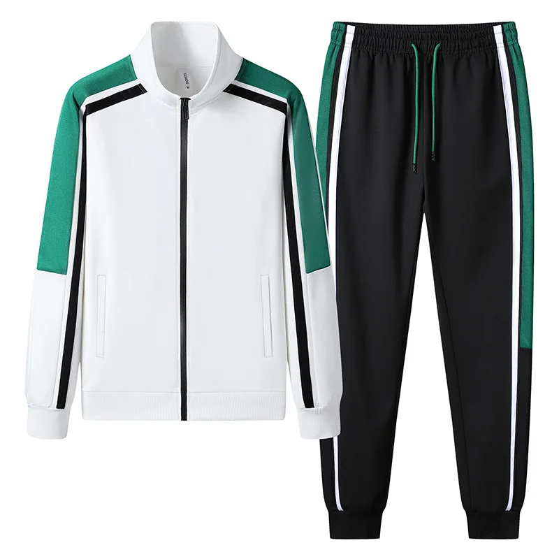 Top Trends: Fashion Korean Version Men's Patchwork Zippered Sportswear+ Pants Set 2023New Spring Autumn Leisure Jogging Fitness Two-Piece Set Shoppable Styles