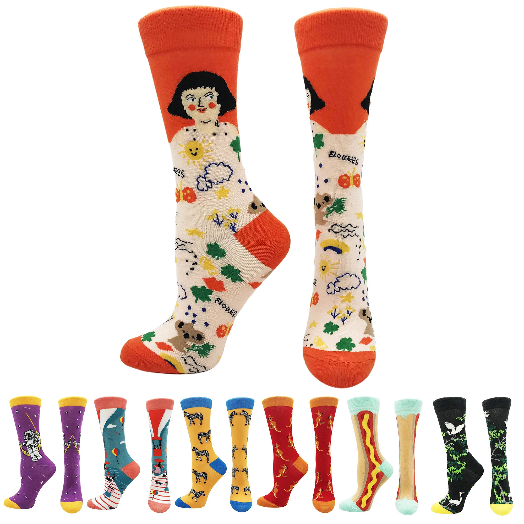 Top Trends: Fashionable Ladies Socks Funny Cartoon Stockings Cotton Creative Stockings Students Colorful Stockings Shoppable Styles