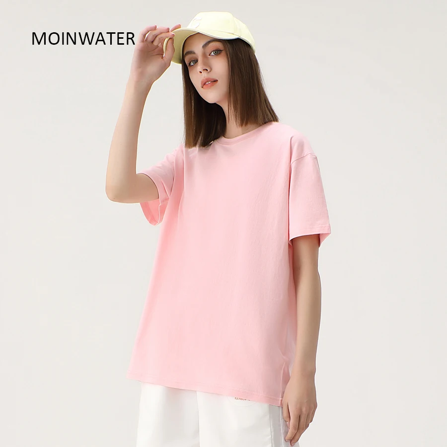 Top Trends: MOINWATER New Women Solid Cotton T Shirts Female Dark Green Oversized Casual Soft Tees Unisex Short Sleeve Summer Tops MT2301 Shoppable Styles