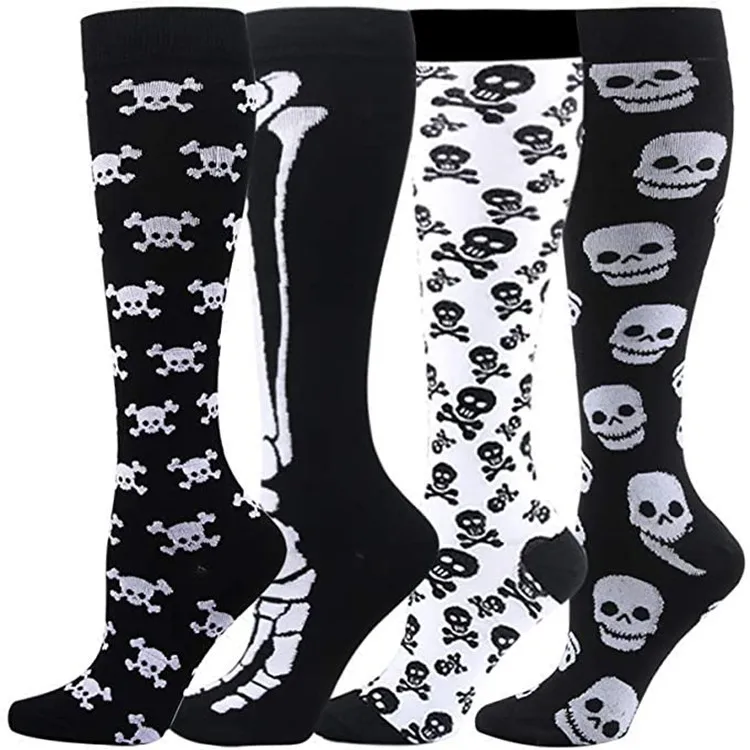 Top Trends: Sport Socks Halloween Skull Horror Compression Sock Sport Knee High Men Women Chaussette De Compression Medias De Compresion Shoppable Styles