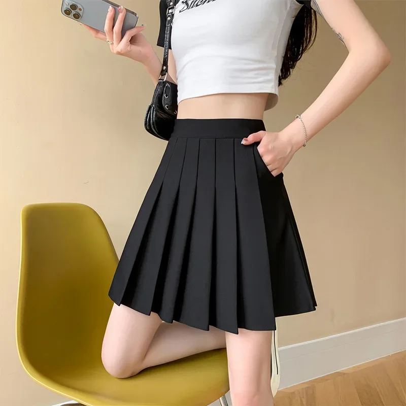 Top Trends: Korean Fashion Women High Waist Pleated Summer Faldas Casual Kawaii A-line Plaid Tenni College Style For Girls Mini Short Skirts Shoppable Styles