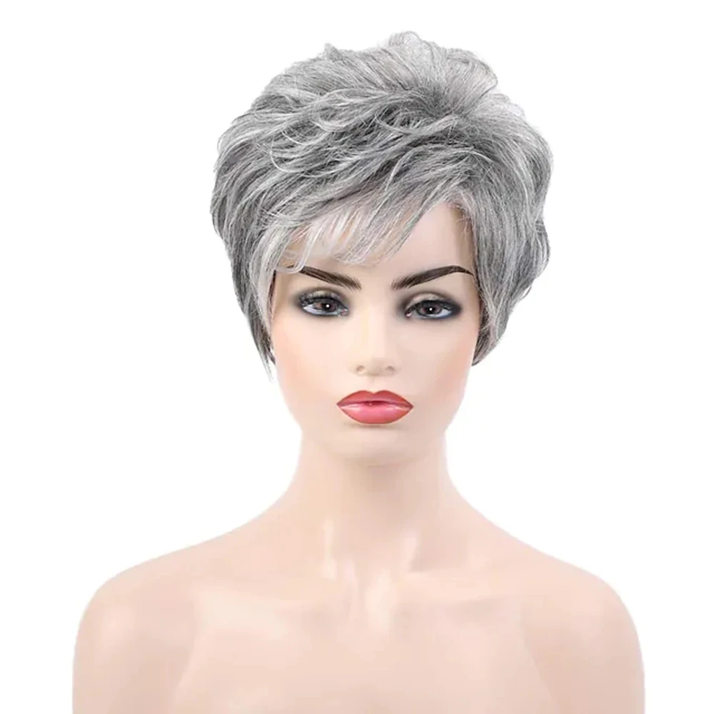 Top Trends: Medical Wig White Ombre Hair Dark Hair Root Wigs For Women Synthetic Wig Straight Bob Short Black White Synthetic Hair 10 Inch Shoppable Styles