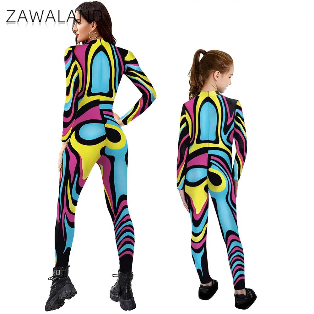 Top Trends: ZAWALAND Matching Outfits 3D Printed Purim Cosplay Costume Parent-Child Long-Sleeve Sexy Bodysuit Zentai Muscle Suit Shoppable Styles - Image 2