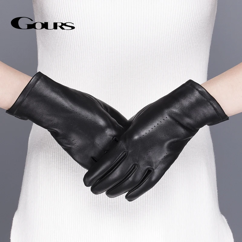 Top Trends: Gours Women's Genuine Leather Gloves Black Classic Sheepskin Touch Screen Gloves Winter Thick Warm Fashion Mittens New GSL076 Shoppable Styles