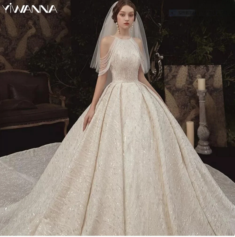 Top Trends: Luxury Sparkly Beadings Wedding Dress Classic Pricess Bridal Gown Elegant Off The Shoulder Bride Robe Robe De Mariée Shoppable Styles