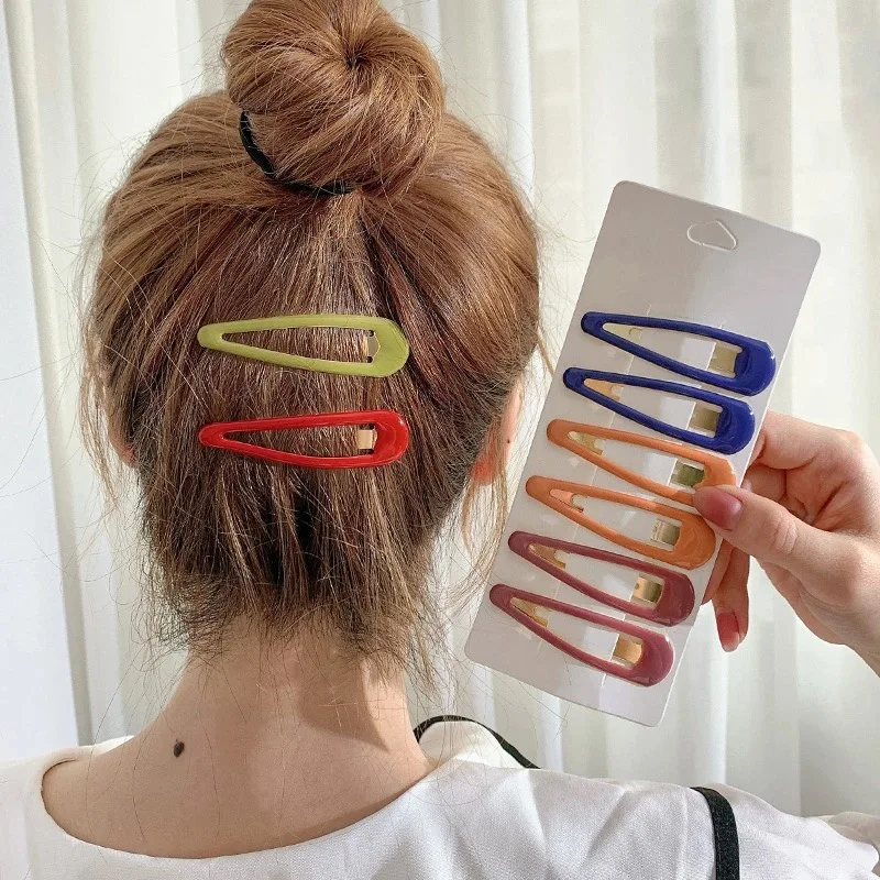 Top Trends: 8cm Large Candy Color Male And Female BB Hairpin Resin Material Drop-shaped Hair Accessories Clip Exquisite Six-piece Set Shoppable Styles