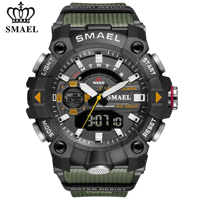 Top Trends: SMAEL Fashion Sports Waterproof Watch Men Top Luxury Brand Military Digital Quartz Wristwatch Mens Dual Display Backlight Clock Shoppable Styles