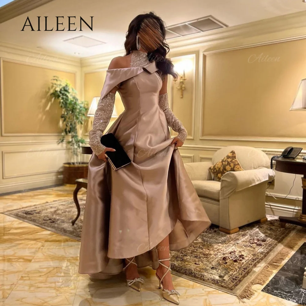 Top Trends: Aileen Satin Long Luxury Evening Dresses For Women 2022 Champagne Woman&#039;s Evening Dress Shoulder Shiny Robe Prom Dresses 2023 Shoppable Styles