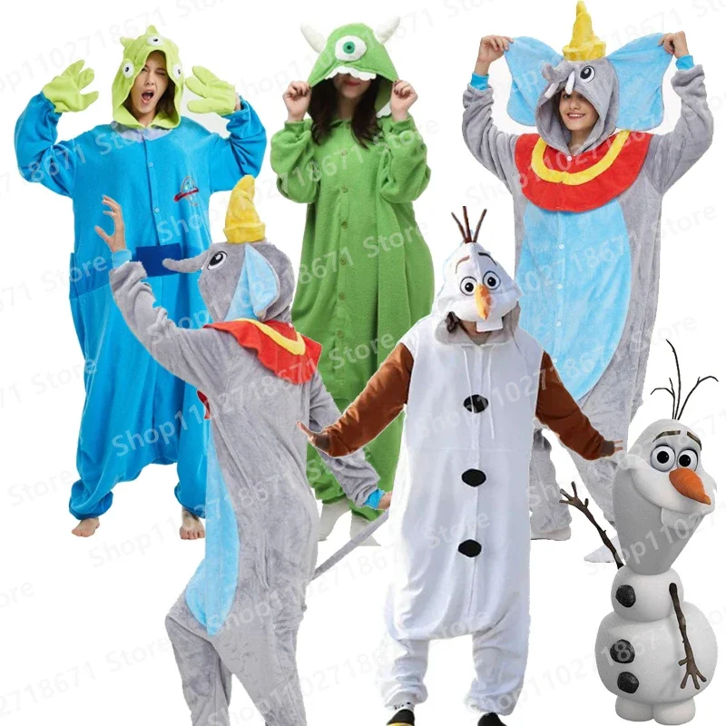 Top Trends: Disney Adults Kids Onesie Flannel Sleepwear Olaf Alien Dumbo Cartoon Anime Pajamas Set Winter Warm Flannel Hooded Pyjama Gift Shoppable Styles