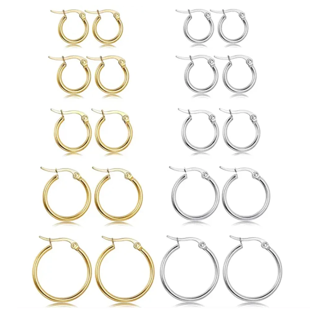 Top Trends: Earrings For Women 2022 Trending Stainless Steel Hoop Earrings For Women Men Simple Big Hoops Gold Color Silver Color Wholesale Shoppable Styles