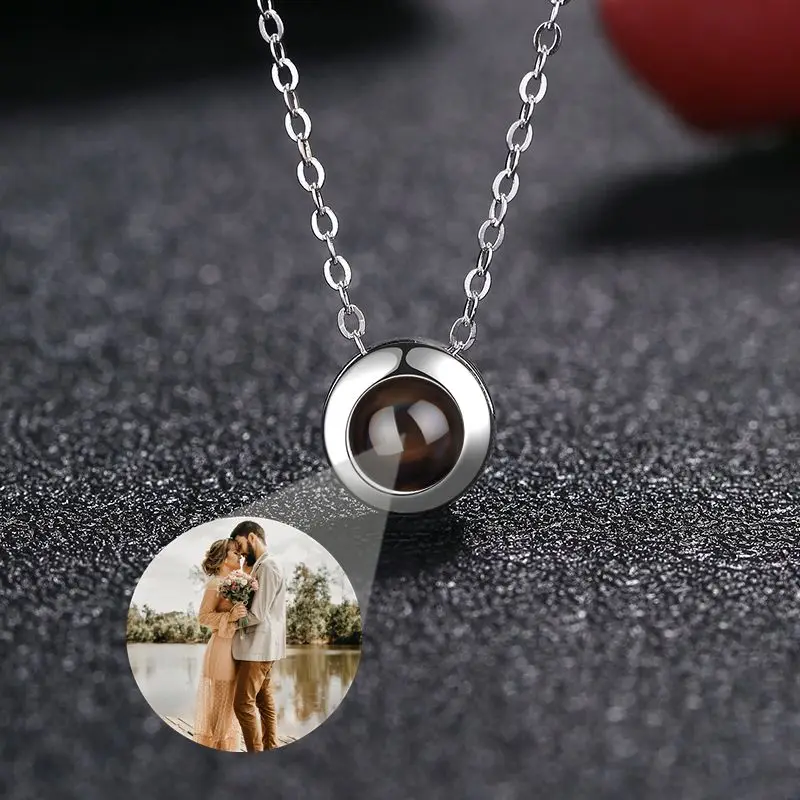 Top Trends: Personalized Custom Photo Necklaces Round Shaped Projection Photo Necklace For Women Mother Family Jewelry Memory Birthday Gift Shoppable Styles