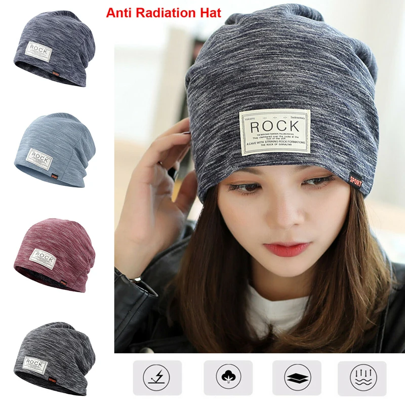 Top Trends: Anti Radiation Caps Silver Fiber Electromagnetic Wave Rfid Shielding Hat Stripe Emf Protective Rf / Microwave Cap Beanie Brain Shoppable Styles